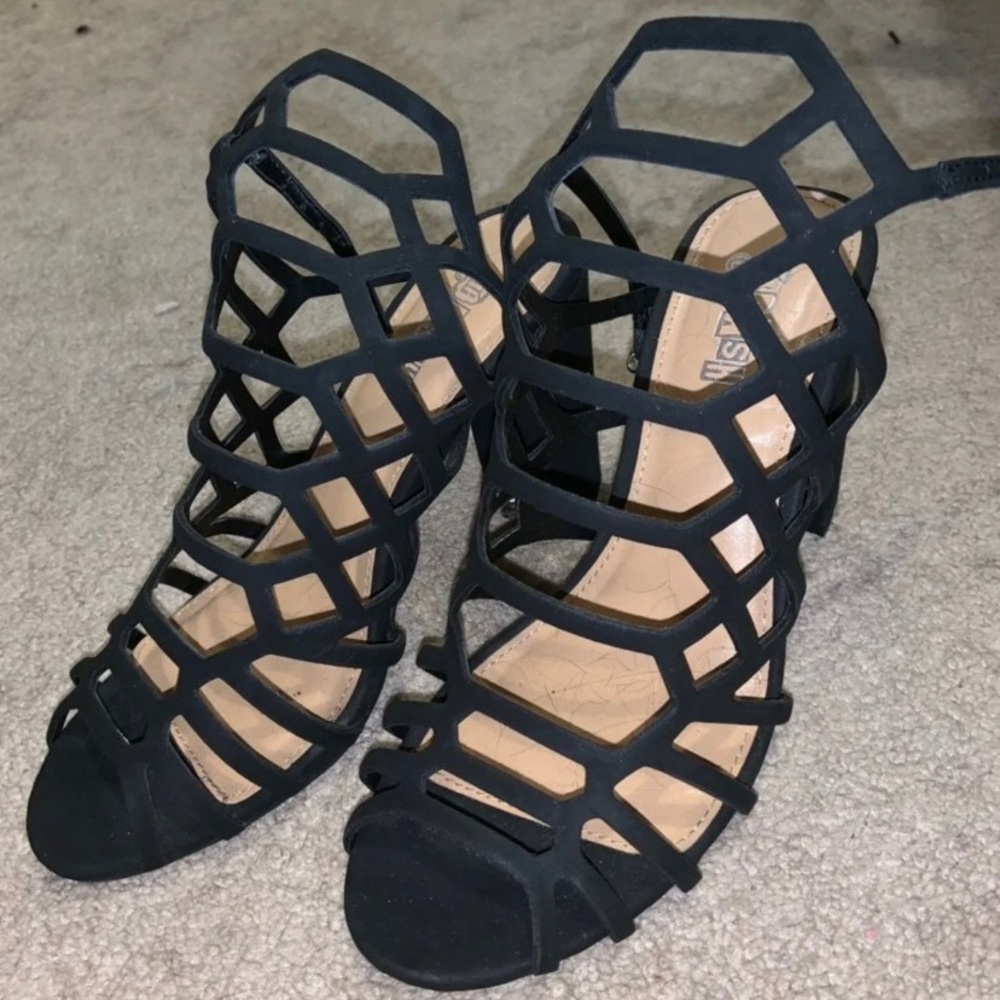 Brash black suede high heels